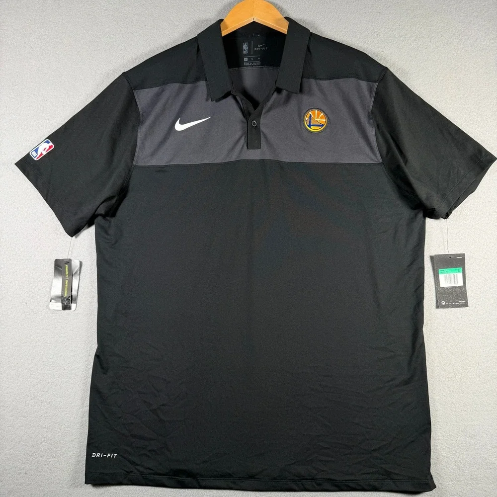 Nike Golden State Warriors NBA Dri-FIT Polo Shirt Mens XL Black Grey 941672-010